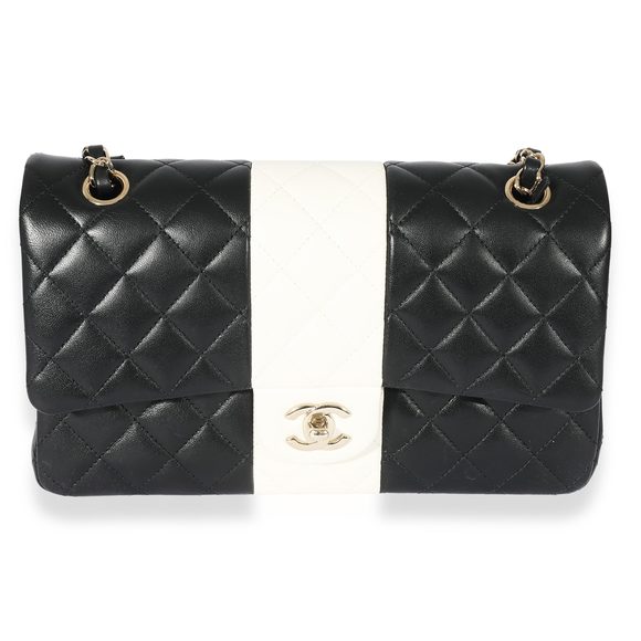 Chanel Lambskin Black White Stripe Medium Flap Bag - Picture 1 of 8